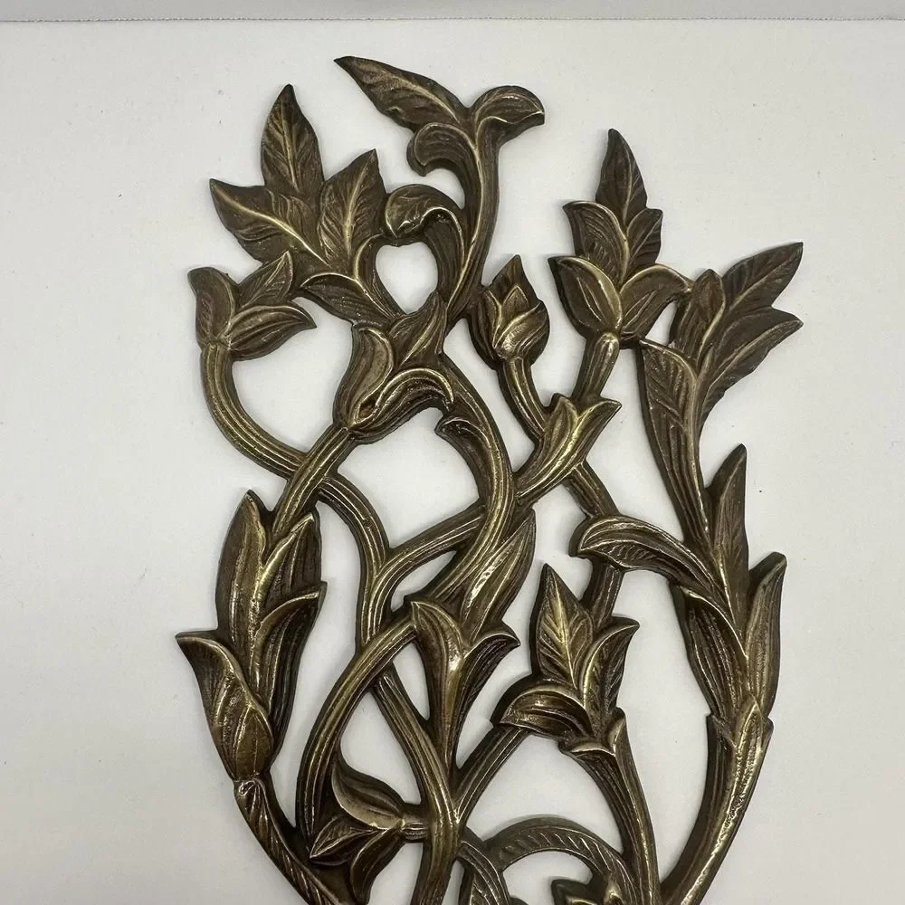 Brass Hollywood Regency Wall Sconce Leaf & Bow Vintage 5 X12 Solid Brass MCM